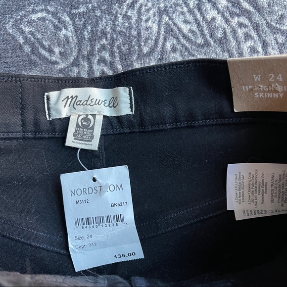 Madewell 11” High Rise Skinny Jeans in Black with Raw Cut Hem Size 24 - Picture 8 of 11